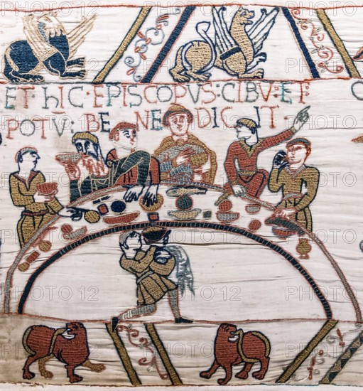 Bayeux Tapestry scene43 banquet Odo.