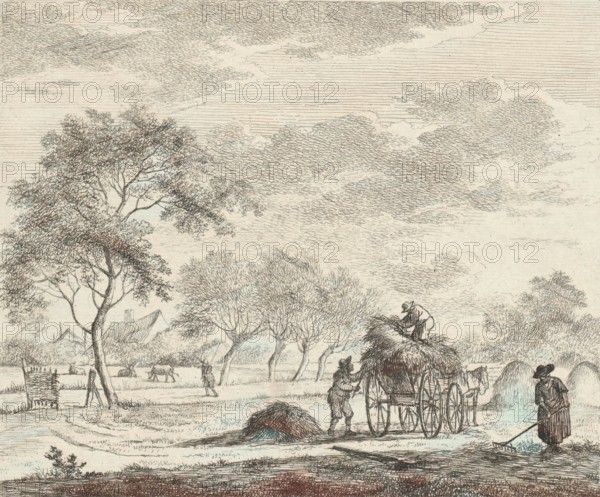 Landscape with hay wagon, Johannes Janson, 1783. Reimagined by Gibon. Classic art with a modern twist reimagined