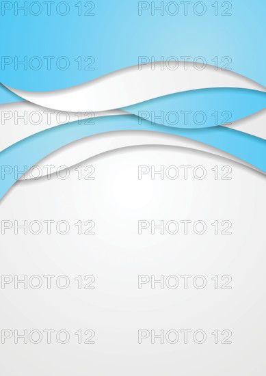 Abstract bright blue corporate wavy flyer design. Vector background