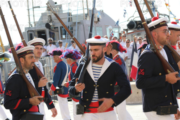 461e BRAVADE SAINT TROPEZ, FRANCE May 16 2019, Port de Saint Tropez, Cote dAzur (The Bravade Saint - Tropez is an old provincial tradition...