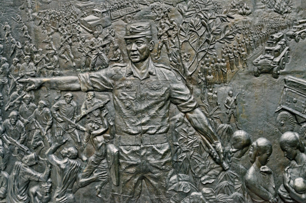 jakarta, dki jakarta/indonesia - april 20, 2009: detail of the relief at pancasila sakti memorial site