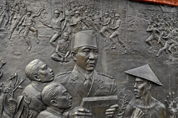 jakarta, dki jakarta/indonesia - april 20, 2009: detail of the relief at pancasila sakti memorial site
