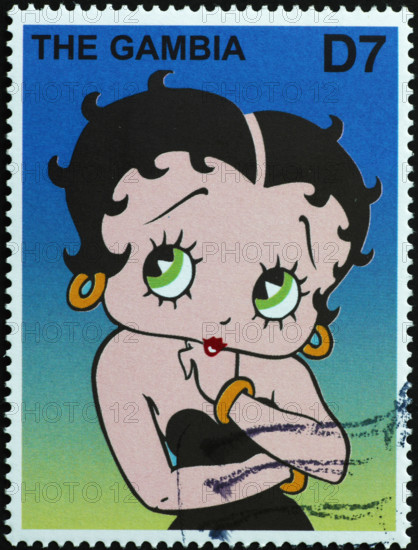 Famous cartoon Betty Boop on postage stamp