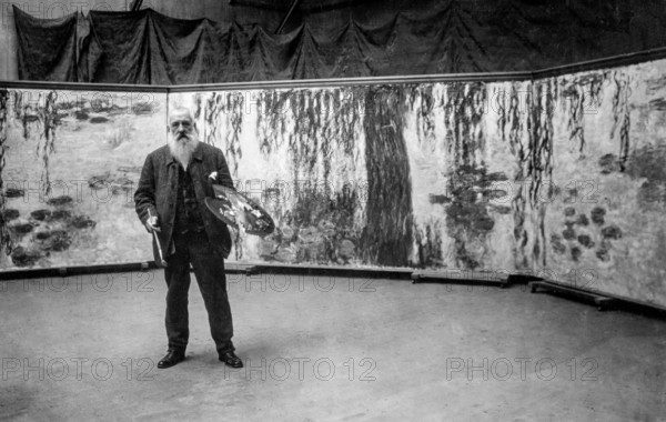 Photography , Portrait of Claude Monet (1840 - 1926) at his home in Giverny, French painter and one of the founders of Impressionism.