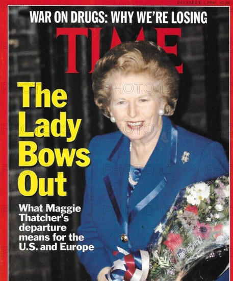 Time Magazine front cover announcing the resignation of Prime Minister Thatcher in November 1990.