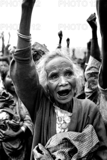 Demonstration to support Fretilin freedom fighters against Indonesian infiltration invasion of East Timor 1975