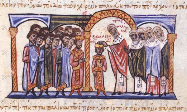 Coronation of Basil II as co-emperor by Patriarch Polyeuctus