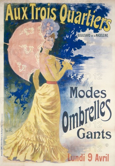 THREE QUARTERS: MODES SUNSHADES GLOVES René Péan (1875-1940). "Aux Trois Quartiers : modes ombrelles, gants (1899)". Paris, musée Carnavalet.