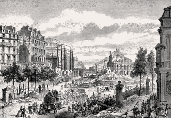 Road construction of the Boulevard du Prince-Eugène, demolition of the theaters, today Boulevard Voltaire, Paris, France, 1862,