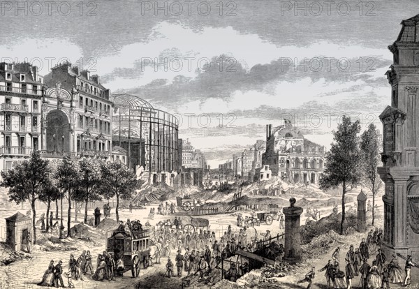 Road construction of the Boulevard du Prince-Eugène, demolition of the theaters, today Boulevard Voltaire, Paris, France, 1862,