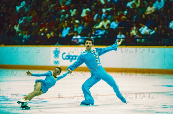 Ekaterina Gordeeva / Sergei Grinkov (URS) gold medalist competing in the pairs figure skating free skating at the 1988 Olympic Winter Games.