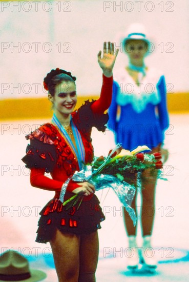 Katarina Witt (GDR) Gold medalist and Olympic Champion in Ladies Figure Sjkating at the 1988 Olympic Winter Games
