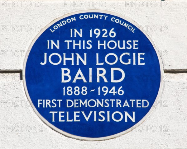 London, UK - March 8th 2022: A blue plaque located on Frith Street in Soho, London, UK, marking the location where in 1926, John Logie Baird first dem