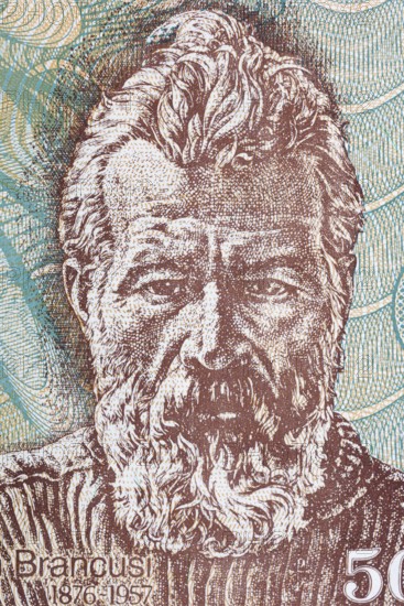 Constantin Brancusi portrait from Romanian money