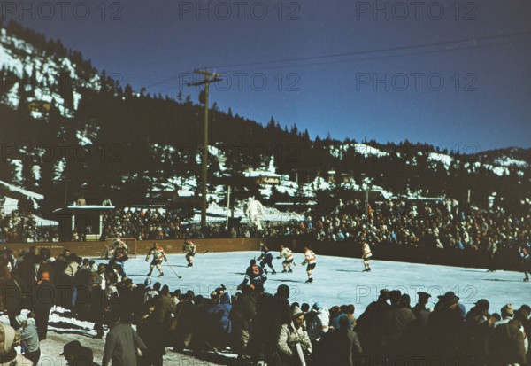 1960 Winter Olympics in Squaw Valley California: Men's Hockey - Finland vs. Japan on the east rink at Squaw Valley