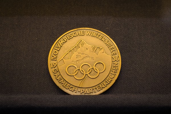 Tartu, Estonia - June 10, 2023: Participation medal design from Olympics in Garmisch-Partenkirchen 1936.