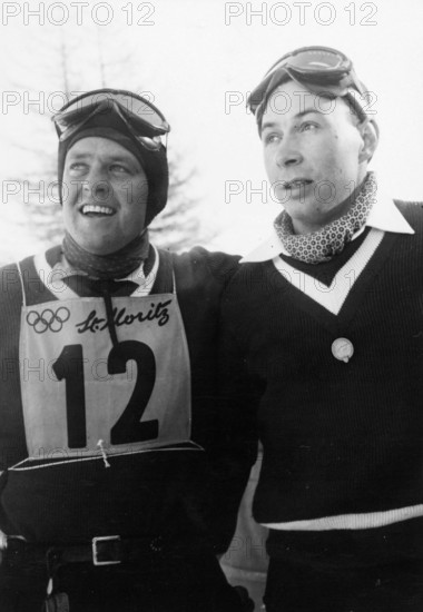 --- Olympiade St. Moritz 1948, Abfahrt: Olinger und Molitor gewinnen Bronze#Olympic Games St. Moritz 1948, downhill: Olinger and Molitor winning bronze medal- RDB BY DUKAS