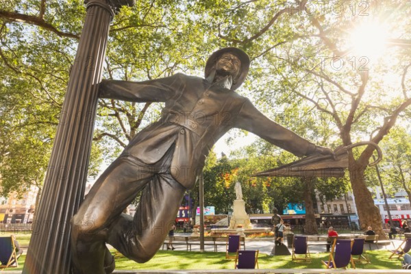 England, London, Leicester Square, Statue of Gene Kelly "Singin in The Rain"