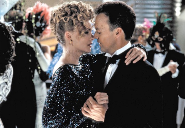 BATMAN RETURNS  1992 Warner Bros. film with Michelle Pfeiffer as Selina Kyle/Catwoman and Michael Keaton as Bruce Wayne/Batman