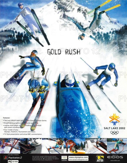 2002 Ad for Salt Lake 2002 official video game of the XIX Olympic Winter Games, hosted by Salt Lake City, Utah, United States
