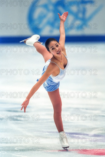 Michelle Kwan (USA) competing at the 1998 Olympic Winter Games, Nagano, Japan.