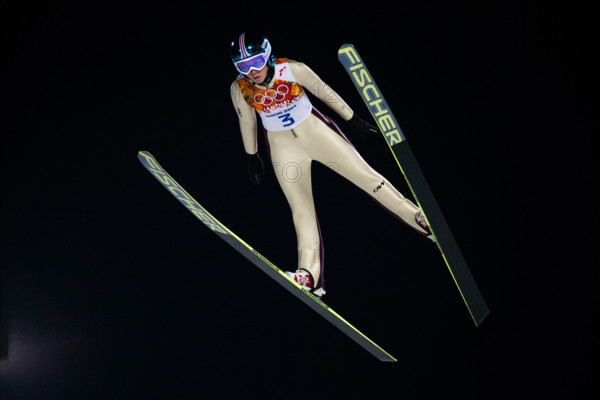 Lea Lemare (FRA) competing in Women's Ski Jumping at t he Olympic Winter Games, Sochi 2014