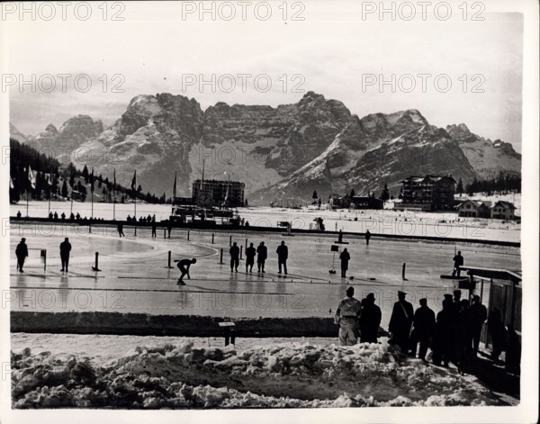 Feb. 01, 1956 - Winter Olympic Games At Cortina. Russian Wins Speed Skating 5,000 Metres Event. Photo shows General view of the