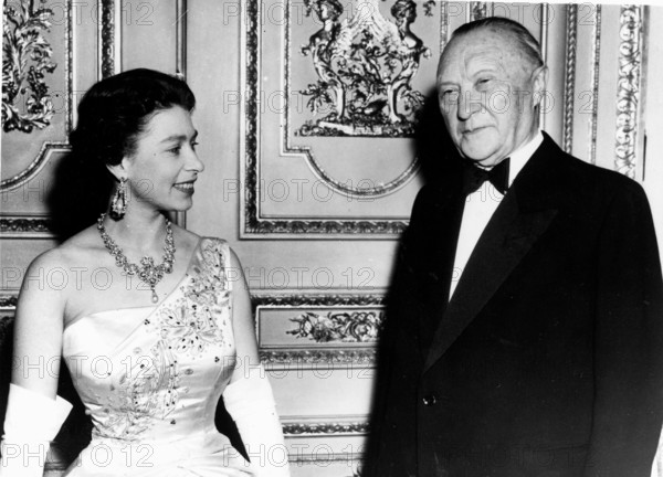 Queen Elizabeth II with Dr. Konrad Adenauer