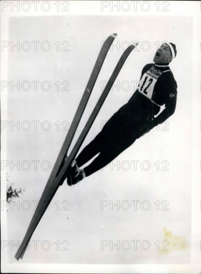 Feb. 02, 1964 - He sails through the air with the greatest of ease to win the last medal of the games: The last competitive event of the ninth Winter Olympic Games, held at Innsbruck, in Austria, was the ski - jump, and the winner second Kankkonen of Finland, and third Brandtzaek of Norway. Photo shows the winner, Toralf Engan in action.