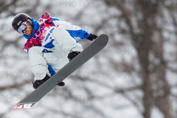 Johann Baisamy (FRA) competing in Men's Snowboard Halfpipe at the Olympic Winter Games, Sochi 2014