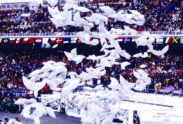 The Opening ceremonies at the 1998 Olympic Winter Games, Nagano, Japan
