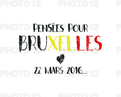 Pray for Brussels lettering with black heart. Tribute to victims of terrorism attack in Brussels airport, metro March 22, 2016. Vector hand drawn illustration isolated on white background