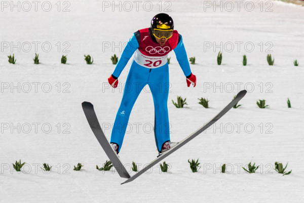 Vincent Descombes Sevoie (FRA) competing in the Ski Jumping Men's Normal Hill qualification round at the Olympic Winter Games PyeongChang 2018