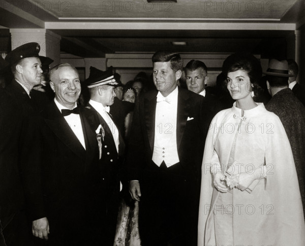 President John F. Kennedy and First Lady Jacqueline Kennedy attend the inaugural ball January 20, 1961 in Washington, DC. (Photo courtesy of JFK Library)  File Reference # 1003 098THA