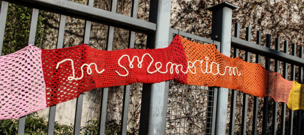 March 2016, Brussels Maalbeek metro station, Belgium, Terrorist attack that took place on March 22. Poster with the victims. In memoriam