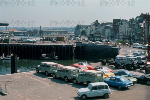 Cars parked in the harbour of Dieppe in Normandy, France