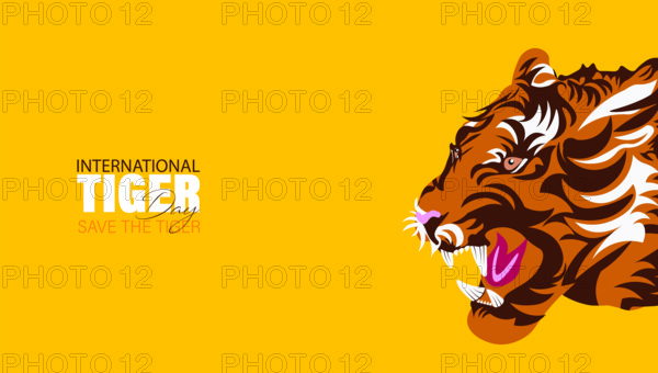 Vector Illustration of International Tiger Day 29th July, an annual celebration to raise awareness for tiger conservation.