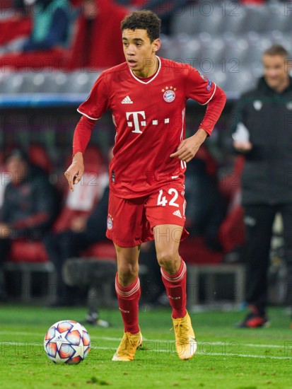 Jamal MUSIALA, FCB 42  in the match  FC BAYERN MUENCHEN - LOKOMOTIVE MOSKAU 2-0 of football UEFA Champions League group stage in season 2020/2021 in Munich, December 9, 2020.   © Peter Schatz / Alamy Live News