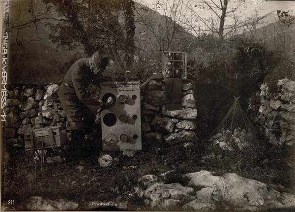 Trento. (Doss di Trento) Protection for pigeons against gas attacks. .