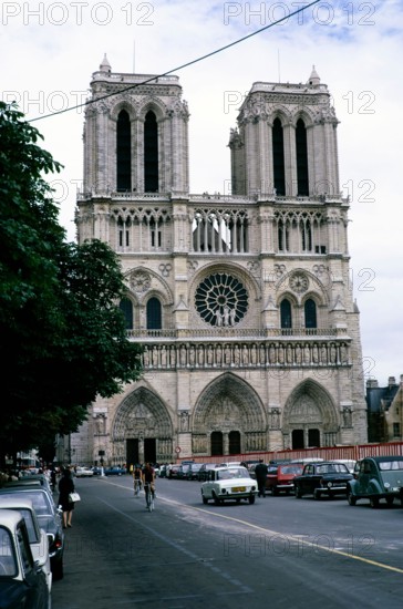 Notre Dame, Notre-Dame, medieval Catholic cathedral, Paris, France in 1970