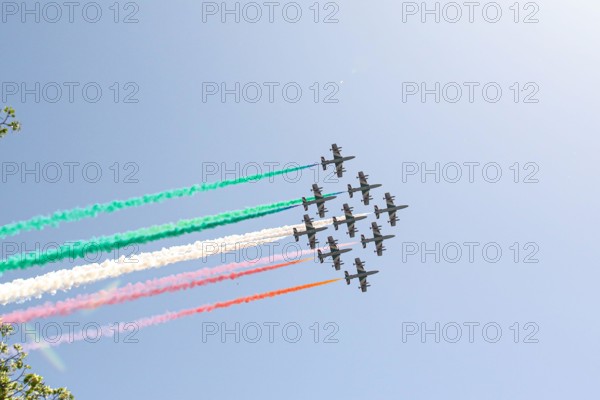 Rome, Italy. 2nd June 2022. Is a national celebration day established to commemorate the birth of the Italian Republic. It is celebrated every year on June 2, the date of the institutional referendum of 1946, with the main celebration taking place in Rome with the show of The Italian Aerobatic Display Team the Frecce Tricolori Credit: Norberto Maccagno/Alamy Live News