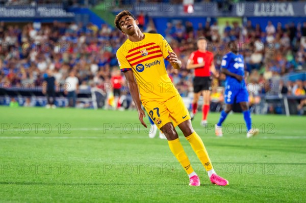 Getafe, Spain. 13th Aug, 2023. Lamine Yamal (Barcelona) during the LaLiga EA Sports football match between Getafe and Barcelona played at Coliseum Alfonso Perez Stadium on August 13, 2023 in Getafe, Spain Credit: Independent Photo Agency/Alamy Live News