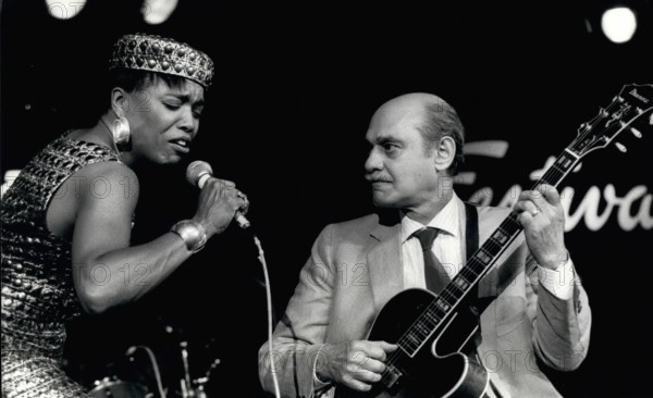 Jul 17, 1990 - Montreux, France - Jazz Festival of Montreux Dee Dee Bridgewater (L) and Joe Pass (R) enthused the audience with a fiery session during the Grand Gala Night of the Montreux Jazz Festival,. (Credit Image: © Keystone Pictures USA/ZUMAPRESS.com)