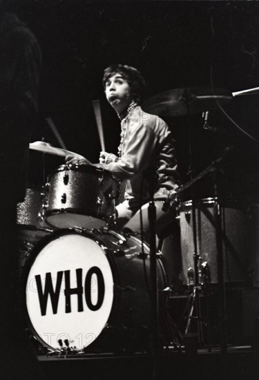 June 17, 1967, Monterey, California, USA - The band The Who, including KEITH MOON, drummer, performs during the Monterey Festival. The Monterey International Pop Music Festival was a three-day concert event held June 16 to June 18, 1967 at the Monterey County Fairgrounds. Jill Gibson was an experienced photojournalist by 1967 and the Official Photographer for The Monterey Pop Festival. These are her images, many of which have never been released prior to now, in commemoration of the 50th Anniversary of Monterey Pop. (Credit Image: © Jill Gibson/ZUMA Press Wire Service)