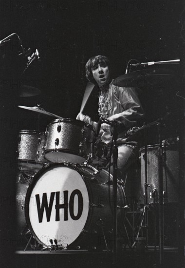 June 17, 1967, Monterey, California, USA - KEITH MOON, drummer of the band The Who, performs during the festival. The Monterey International Pop Music Festival was a three-day concert event held June 16 to June 18, 1967 at the Monterey County Fairgrounds. Jill Gibson was an experienced photojournalist by 1967 and the Official Photographer for The Monterey Pop Festival. These are her images, many of which have never been released prior to now, in commemoration of the 50th Anniversary of Monterey Pop. (Credit Image: © Jill Gibson/ZUMA Press Wire Service)