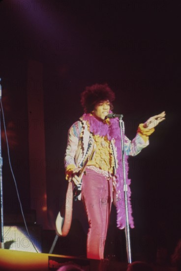 June 17, 1967, Monterey, California, USA: The Monterey International Pop Music Festival was a three-day concert event held June 16 to June 18, 1967 at the Monterey County Fairgrounds in Monterey.. . The festival is remembered for the first major American appearances by The Jimi Hendrix Experience, The Who and Ravi Shankar, the first large-scale public performance of Janis Joplin and the introduction of Otis Redding.. . Hendrix' use of extremely high volumes, the feedback this produced, and the combination of the two along with his dive-bombing use of the vibrato bar on his guitar, produced sou