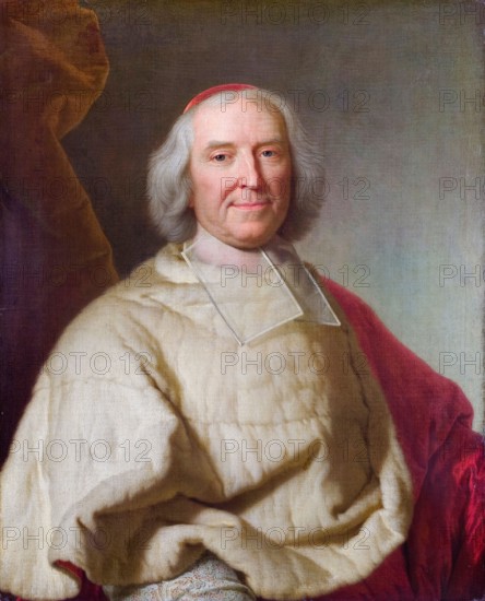 Cardinal Fleury. André-Hercule de Fleury (1653-1743), French Catholic prelate, Bishop of Fréjus and Chief Minister of Louis XV, portrait painting in oil on canvas by the Studio of Hyacinthe Rigaud, 1734-1735