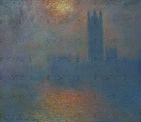 Monet, Londres, le Parlement. Trouée de soleil dans le brouillard