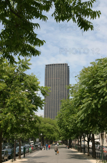 Montparnasse Tower from Boulevard Edgar Quinet Paris France