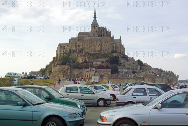 Car park in front of Mont St-Michel mount Normandy France